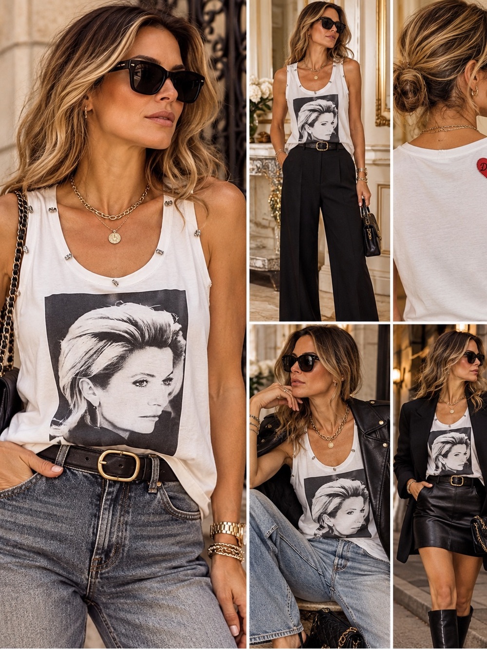D&G Dolce & Gabbana Luc Roux Portrait Embellished Tank Top IT 48